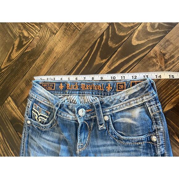 Rock Revival Angela Capri Jeans Women 26 Embellished Western Cowgirl Y2K Stitch - Picture 5 of 15